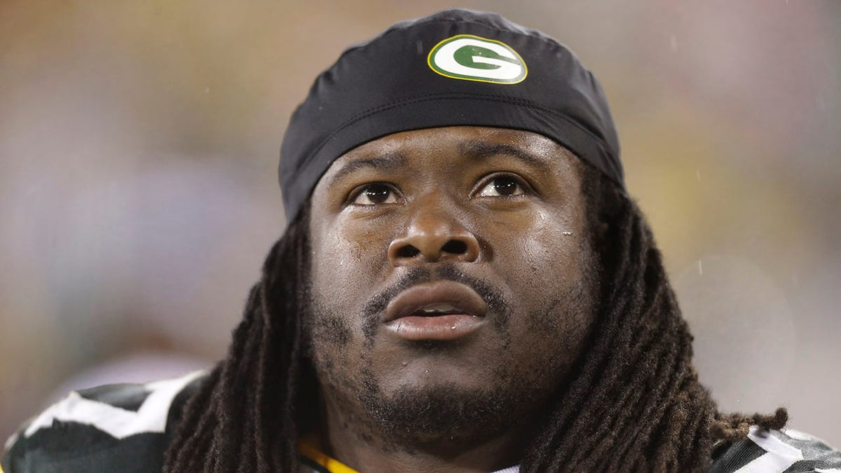 Eddie Lacy selama pertandingan Packers