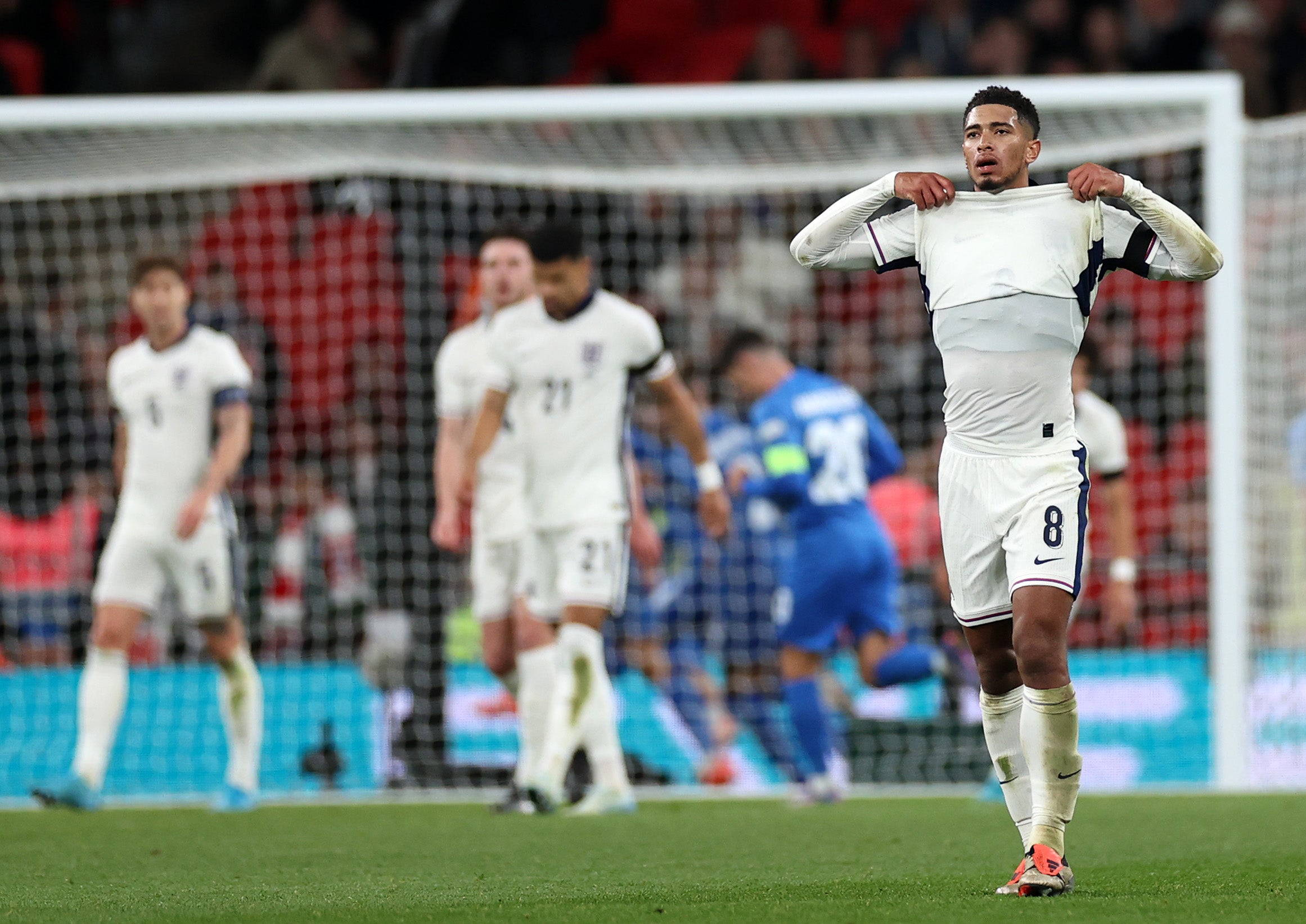 Reaksi Bellingham setelah gol terakhir Yunani di Wembley