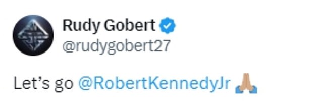 Gobert, center Minnesota Timberwolves, memberikan dukungan anti-vaxxer.