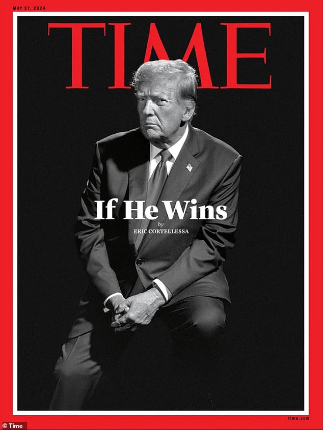 Trump menjadi sampul majalah Time awal tahun ini untuk berita tentang pencalonannya yang ketiga sebagai presiden pada bulan Mei