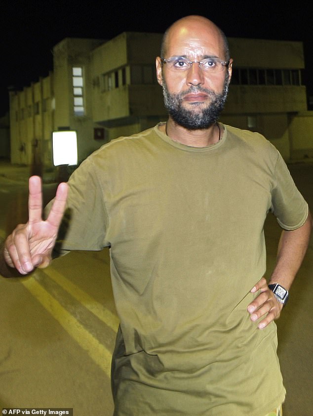 Saif al-Islam Gaddafi, putra pemimpin Libya Muammar Gaddafi, sedang mencari Pengadilan Kriminal Internasional atas kejahatan terhadap kemanusiaan.