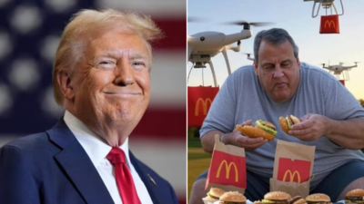 Donald Trump menjebak Gubernur Chris Christie dengan meme 'drone happy food' di tengah penampakan misterius di New Jersey