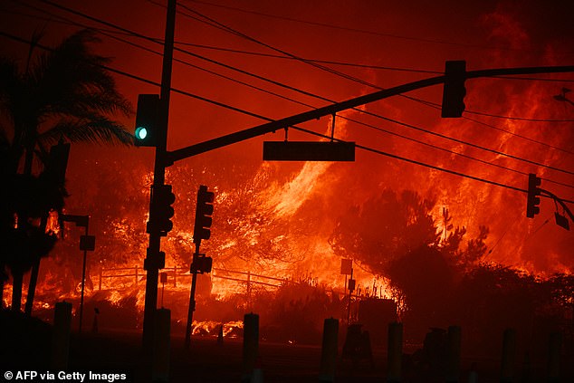 Pada tanggal 7 Januari, kebakaran terjadi di persimpangan di Pacific Palisades, California