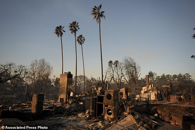 Penghancuran Api Eaton ditampilkan di lingkungan pada hari Jumat di Altadena, California