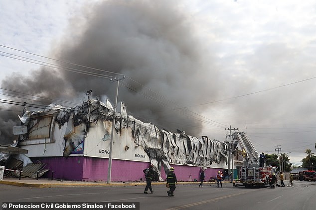Kebakaran terjadi di gedung yang menampung Casino Royal Yak dan Air Jump Trampoline Park di Culiacan, ibu kota negara bagian Sinaloa, Meksiko barat.