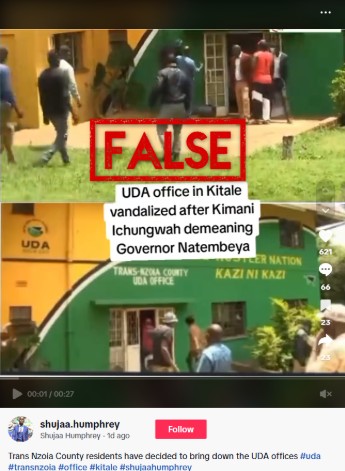 Video lama dibagikan secara keliru karena menunjukkan undang-undang vandalisme tahun 2025 di kantor partai yang berkuasa di Kenya