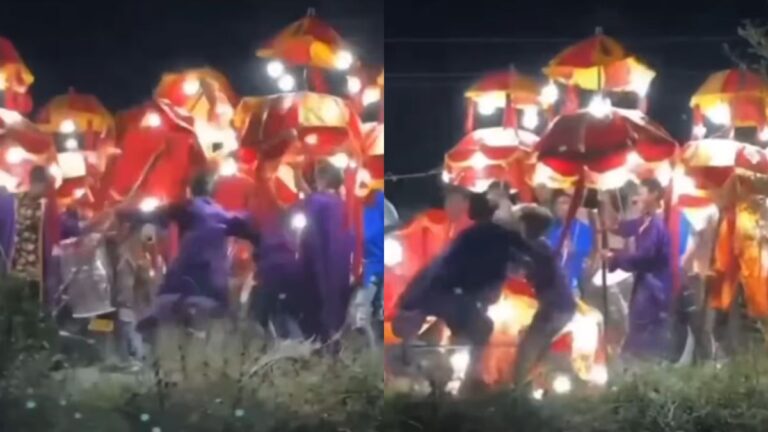 Prosesi pernikahan berlangsung meriah saat para pemain band mulai menendang dan meninju, simak videonya