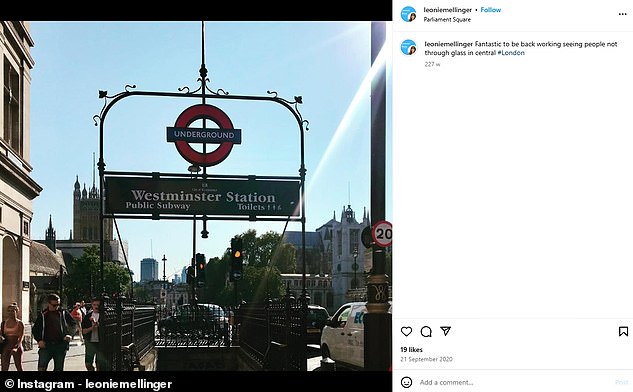 Pada 21 September 2020, sementara aturan Covid yang longgar sudah ada, Mellinger memposting gambar Westminster, menambahkan: 'Sangat menyenangkan bekerja kembali tanpa melihat orang -orang melalui kaca.'