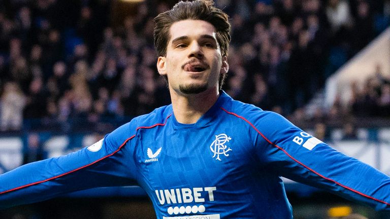 Glasgov, Skotlandia - 02 Februari: Rangers Hague merayakan ini untuk melakukannya 1-0 selama pertandingan William Hill Premier League antara Rangers dan Ross County di Stadion Ibrox, pada 02, 2025, di Glasgow, Glasgow Scotland. (Foto: Grup Alan Harvey / SNS)